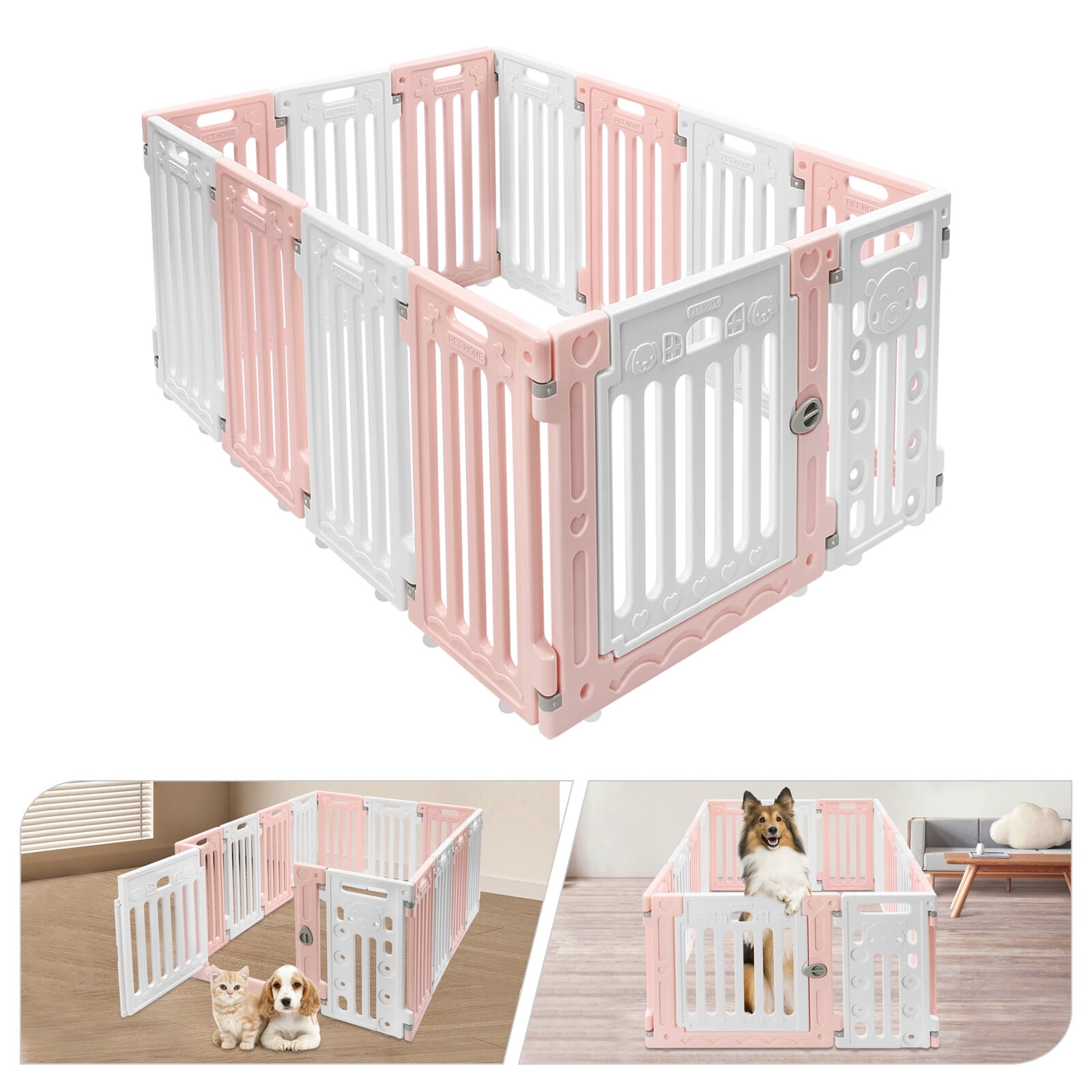 11 Panels Pet Dog Fence Playpen 25.6'' Height Exercise PlayPen with Door Intdoor
