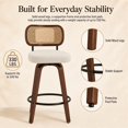 thumbnail image 5 of SESSLIFE Swivel Bar Stools Set of 2, 25.6" Counter Height Barstools with Upholstered Linen, Curved Backrest & Footrest, Mid-Century Modern Kitchen Stools for Kitchen Island, Beige, 5 of 8