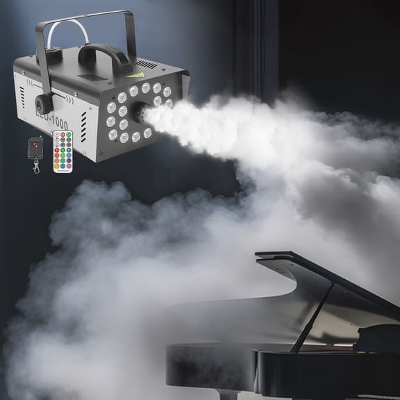 1000W Stage Smoke Machine, Fog Machine with 18 LEDs and Dual Control Modes, Professional Fogger for Stage Lighting Effects, Theater, Haunted House, Photography