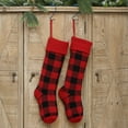 thumbnail image 4 of 2pcs Christmas Stockings Knitted Plaid Stockings Plush Cuffs Stockings Christmas Tree Fireplace Hanging Stockings Xmas Gift Candy Socks Bag, 4 of 6