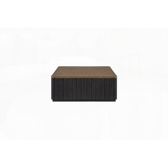 Space-Saving Elm Veneer Coffee Table with On-Casters for Living Room