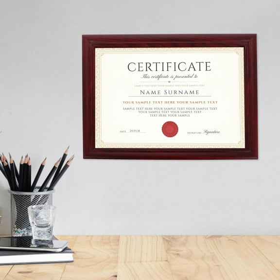 SHOWERORO 1Set Document Picture Frame Teak Red Wood Wall Mountable For Certificate Display