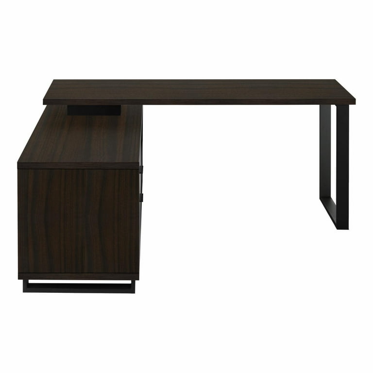 Computer Desk, Home Office, Corner, Left, Right Set-Up, Storage Drawers,  70L, L Shape, Work, Laptop, Metal, Laminate, Black, Grey, Contemporary,  Modern, Big Sandy Superstore