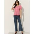 thumbnail image 4 of DARING DIVA Women's Plaid Puff Sleeve Ruffle Peter Pan Collar Blouse S Red, 4 of 6