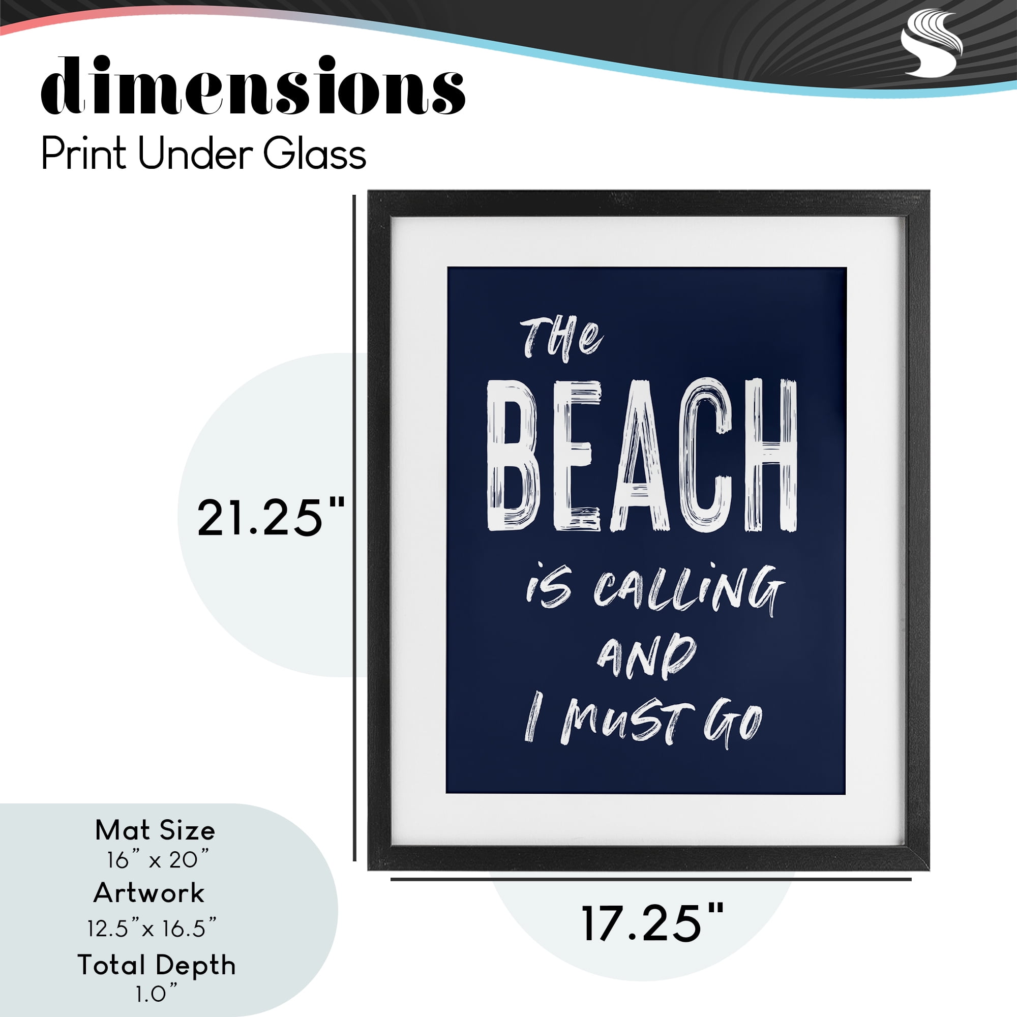 Beach Is Calling Summer Sentiment Black Framed Print Under Glass, design by Lettered and Lined