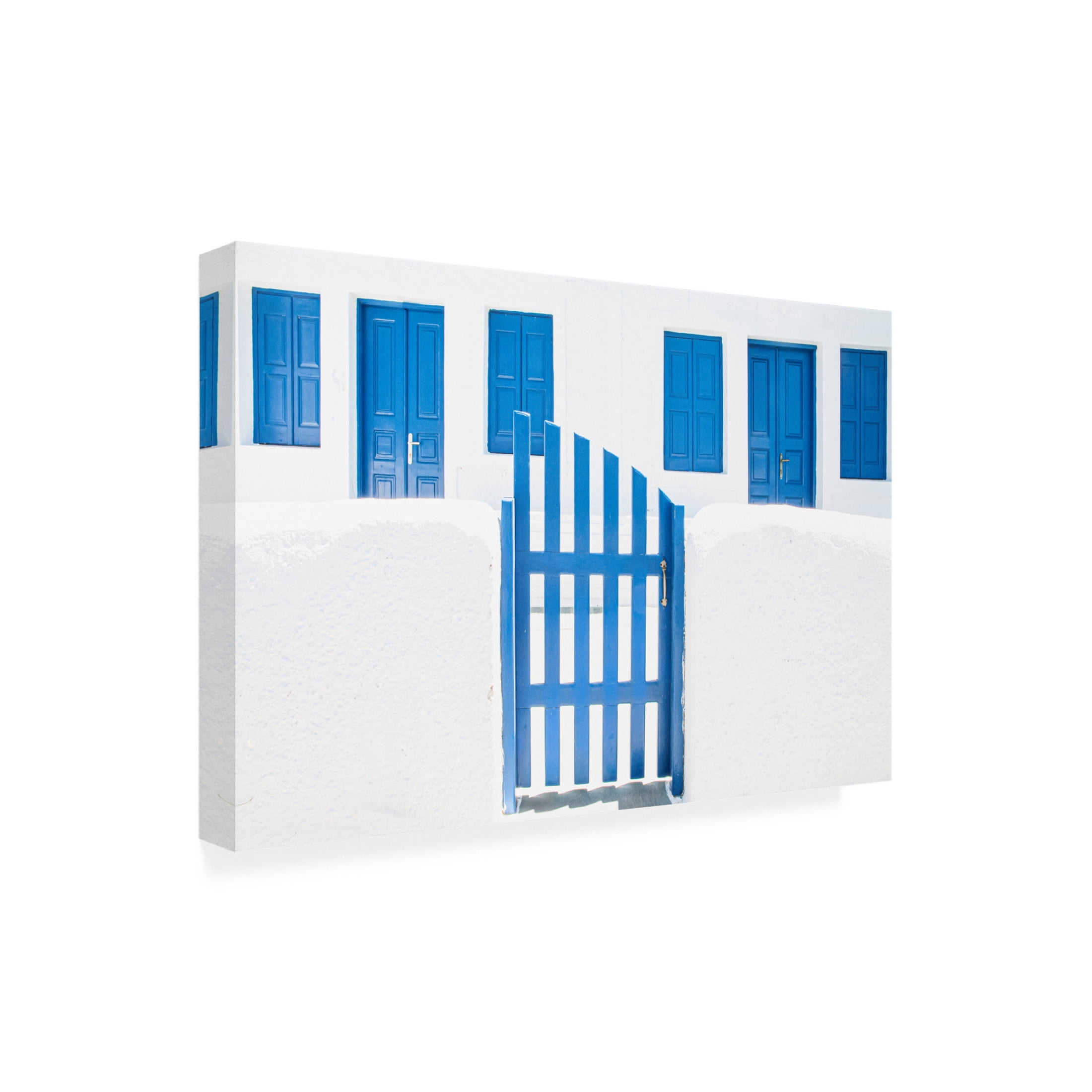 Trademark Fine Art Linda Wride Whitewash And Blue Paint Canvas Wall Art
