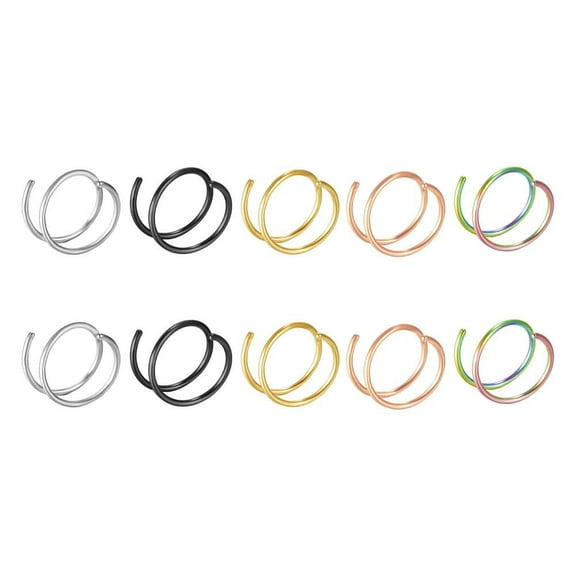 Double Nose Ring for Single Piercing Valuable Nose Hoop Set With Unique Spiral Twist Design For Women Men Girls Boys Stylish Cool Accessories For Dates Parties Surgical Stainless Steel reliable