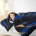 thumbnail image 3 of jejeloiu Abstract Fulid Stripe Bedding Comforter Set,Modern Marble Aesthetic Twin Comforter Sets,Gold Blue Bedding Set For Kids,Microfiber Bedroom Decor Reversible,2-Piece, 3 of 7