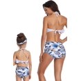 thumbnail image 3 of Mommy and Me Bathing Suit Two Piece Swimming Suit Family Matching Swimsuits Halter Neck Ruffle Bikini Set, 3 of 4