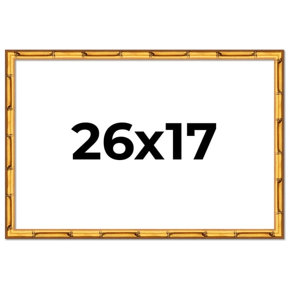 26x17 Frame Gold Bamboo Solid Wood Picture Frame | 1 Inch Moulding Width | Interior Frame Depth