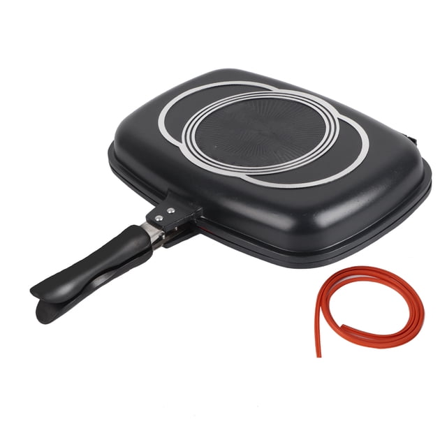 Sartén antiadherente de doble cara para barbacoa, utensilios de cocina, mango antiescaldaduras
