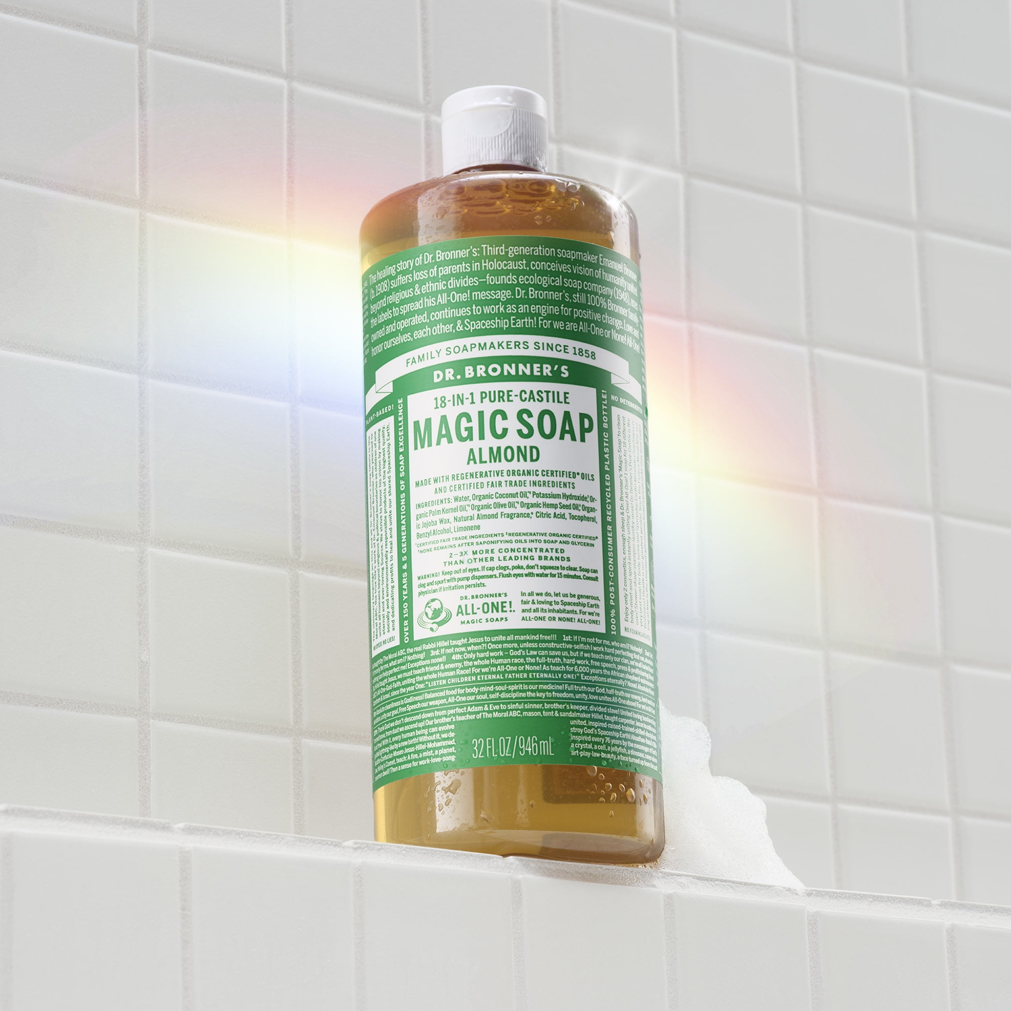 Dr. Bronner's Magic Soap - Almond - Pure-Castile Liquid Soap - 32 oz – for face, body wash, hands