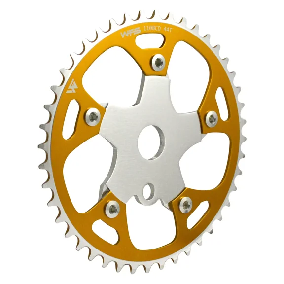 WFS Pulsar Chainring w/ Spider Sprocket 44T 1/8" 110mm Old School BMX , Gold # WFS3083
