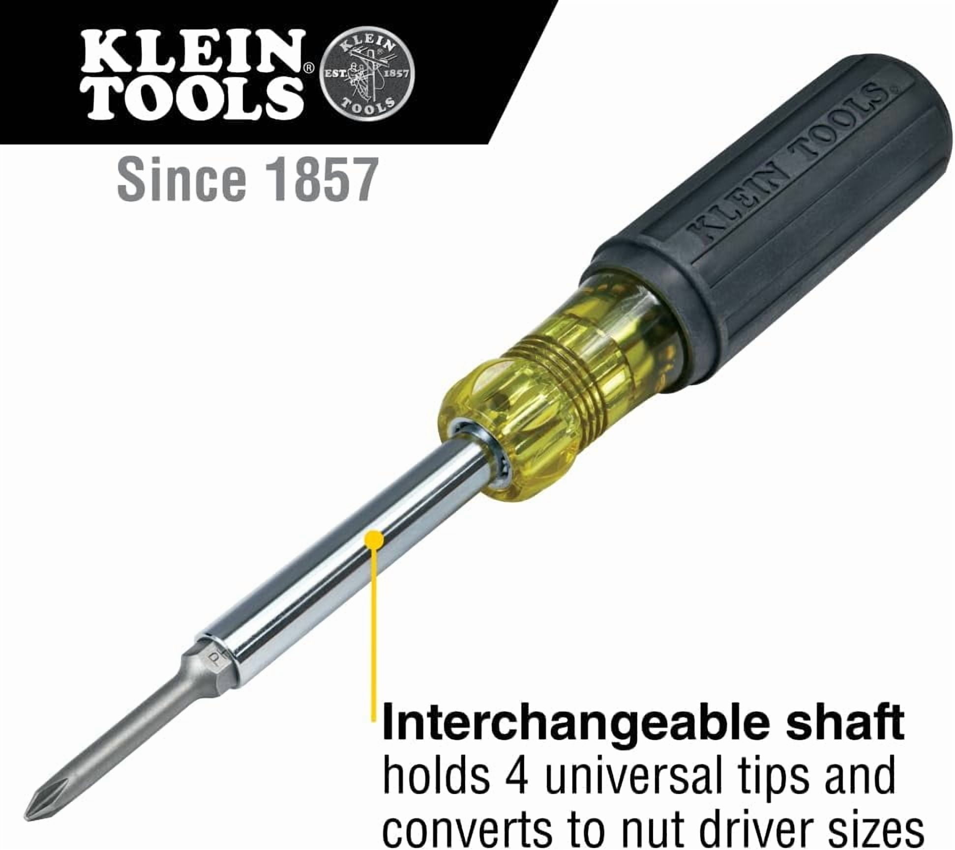 Klein Tools 32559 Multi-bit / Nut Driver, Extended Reach 6-in-1 Tool with Nut Driver, Phillips and Slotted Bits