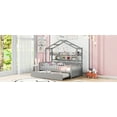 thumbnail image 5 of Harper & Bright Designs Twin Size House Bed with Trundle and Storage Shelves, Kids Platform Bed with Fence Rails Wood Playhouse Tent Bed Frame for Girls Boys, Gray, 5 of 12