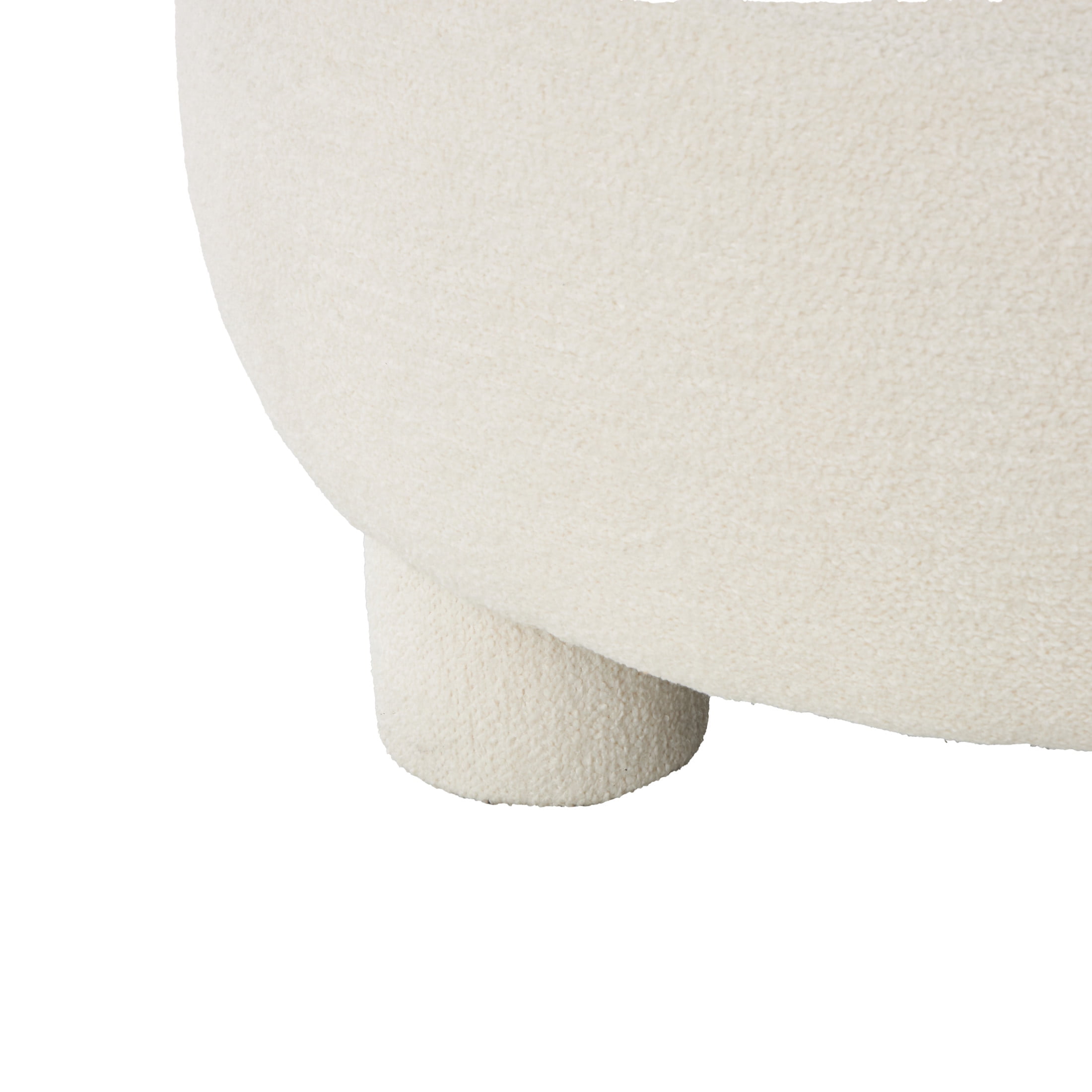DecMode Polyester Rounded Barrel Lounge Chair, Cream