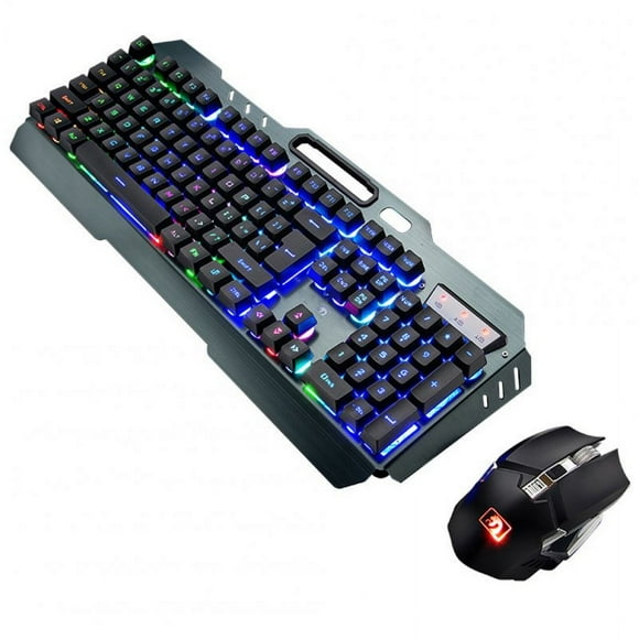 K670 Clavier Souris Sans Fil Combo Couleur Rétroéclairé Clavier Souris Rechargeable avec Mode Veille Noir