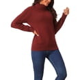 thumbnail image 4 of Suéter casual de manga larga de cuello alto INSPIRE CHIC para mujer, suéter grueso y cálido, talla XL, color rojo vino, 4 of 5
