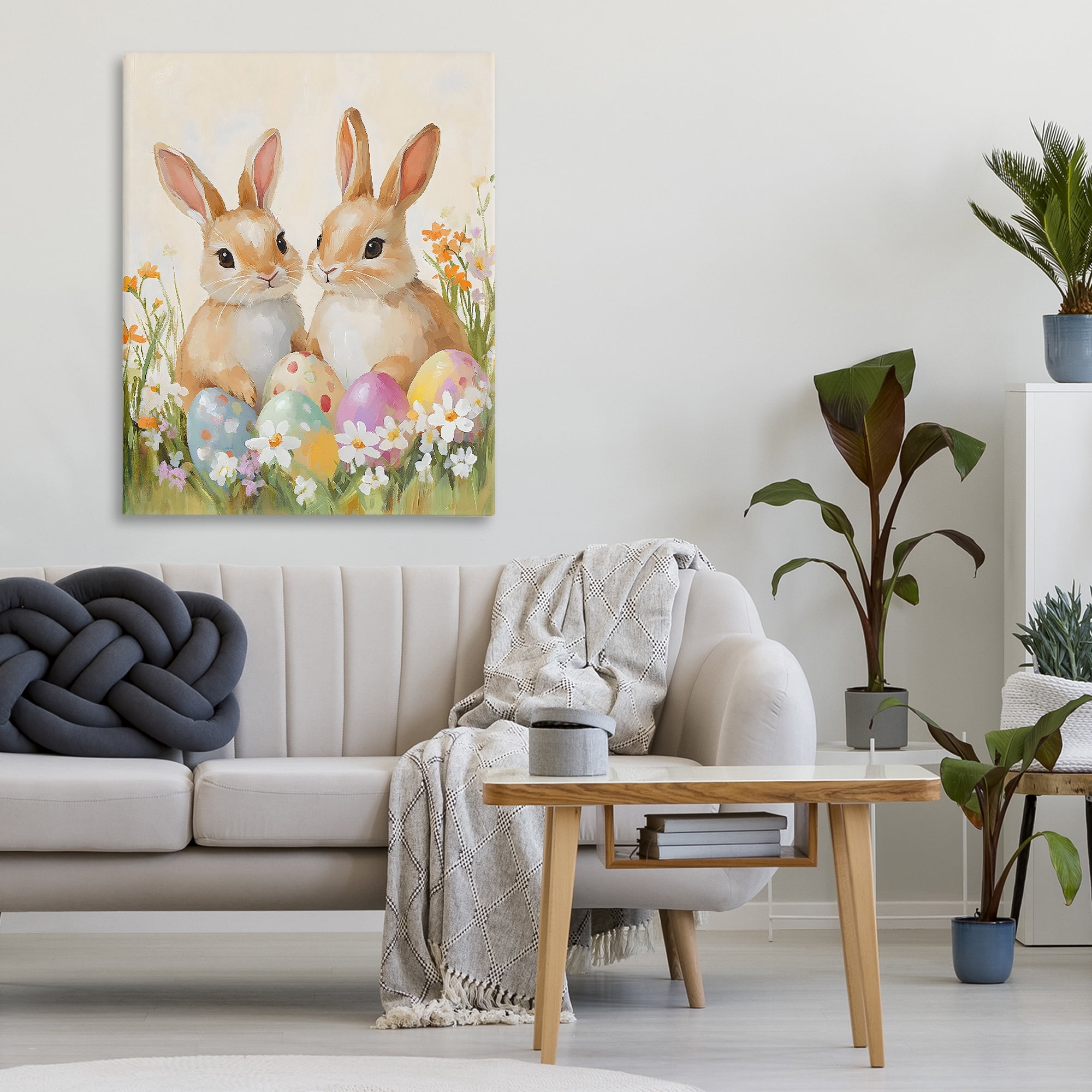 Stupell Industries Bunnies with Painted Easter Eggs Canvas Wall Art, design by The Prints Vibe
