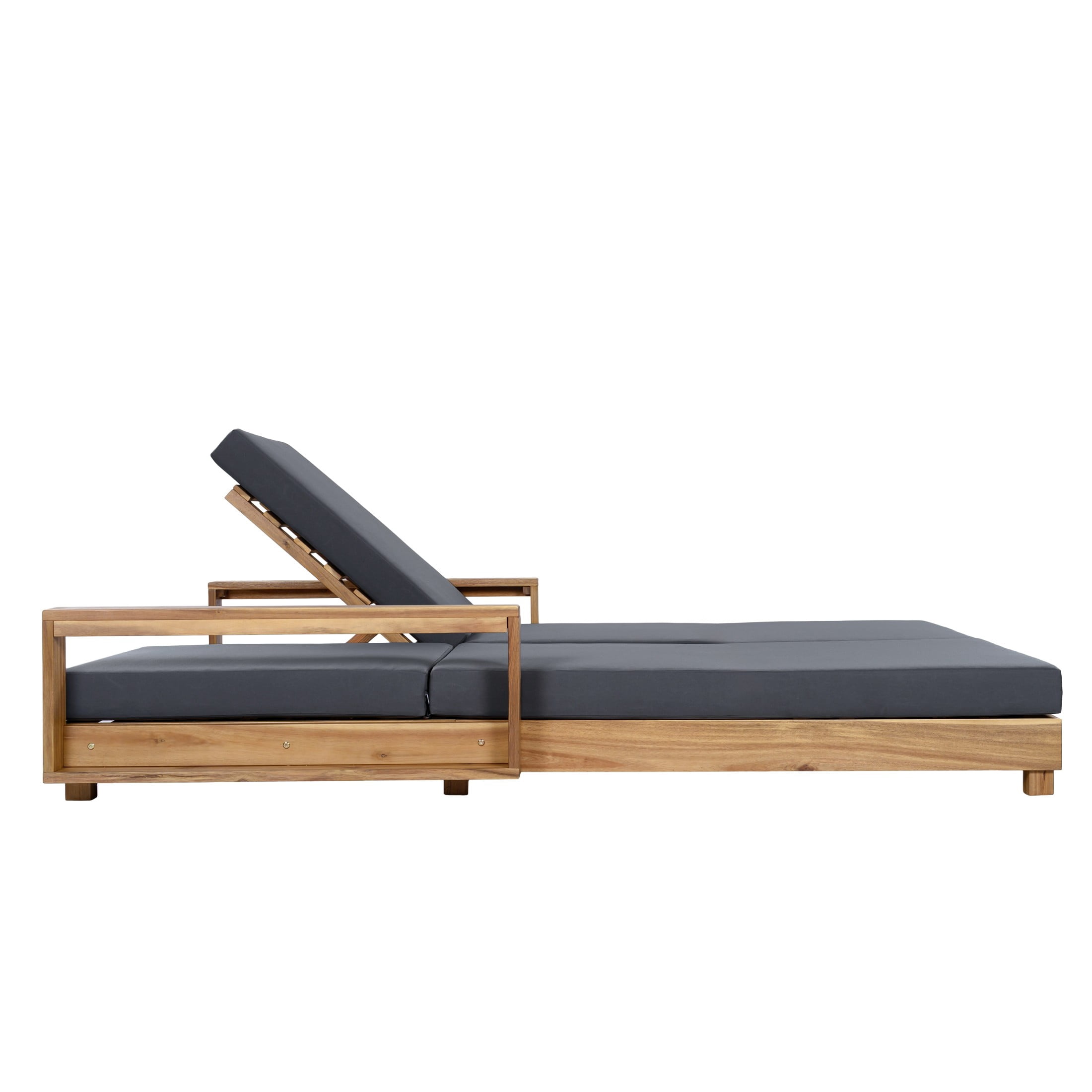 Christopher Knight Home Double Outdoor Chaise Lounge Set, Recliner with Cushions, Light Natural+Dark Gray