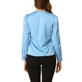 thumbnail image 3 of INSPIRE CHIC Women's Office Tie V Neck Long Sleeve Elegant Blouse Shirt M Light Blue, 3 of 6