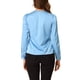 thumbnail image 3 of Blusa elegante de cuello en V con lazo de manga larga para oficina de mujeres Inspire Chic M azul claro, 3 of 6
