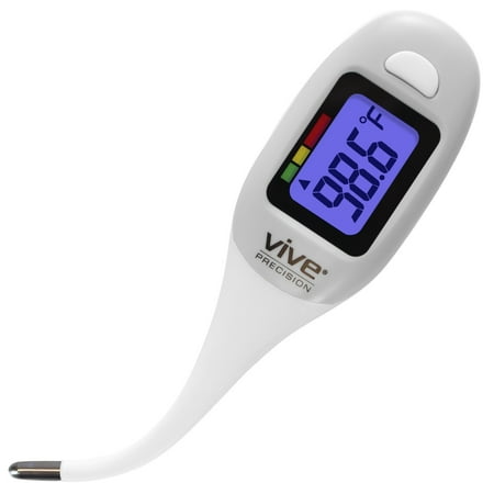 Oral Thermometer by Vive Precision - Digital Axillary Temperature Fever Thermometer - Electronic Basal Monitor is Fast, Quick Reading, Accurate, Waterproof - Medical Fever Detector - Babies and (Best Way To Measure Basal Body Temperature)