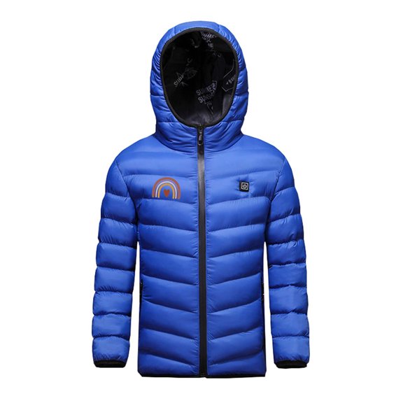 Odeerbi Toddler Boys Girls Heated Jacket Kids Puffer Coat Children USB Intelligent Constant Temperature 3 Areas Heated Coat Plus Size Winter Windproof Heated Jacket Blue 4-5 Years