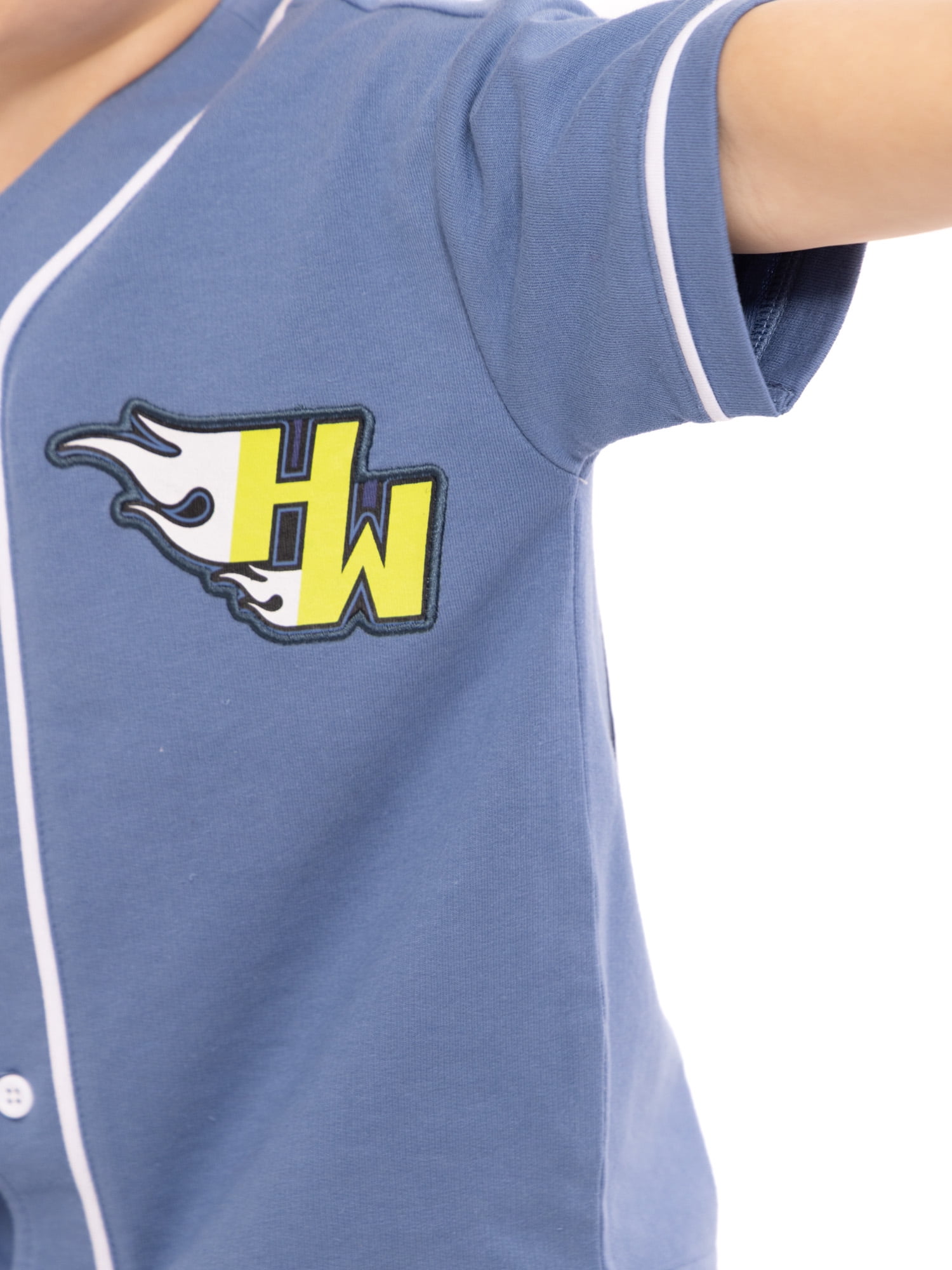 Hot Wheels Toddler Button Down Baseball Jersey with Short Sleeves, Sizes 12M-5T