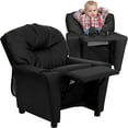 thumbnail image 3 of Emma + Oliver Black LeatherSoft Kids Recliner with Cup Holder, 3 of 13