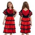 thumbnail image 1 of RUNQHUI Robe de Festival pour Filles Robe Flamenco Espagnole à Franges Jupe Maxi Lyrique à Volants Rouge&Noir 10, 1 of 7