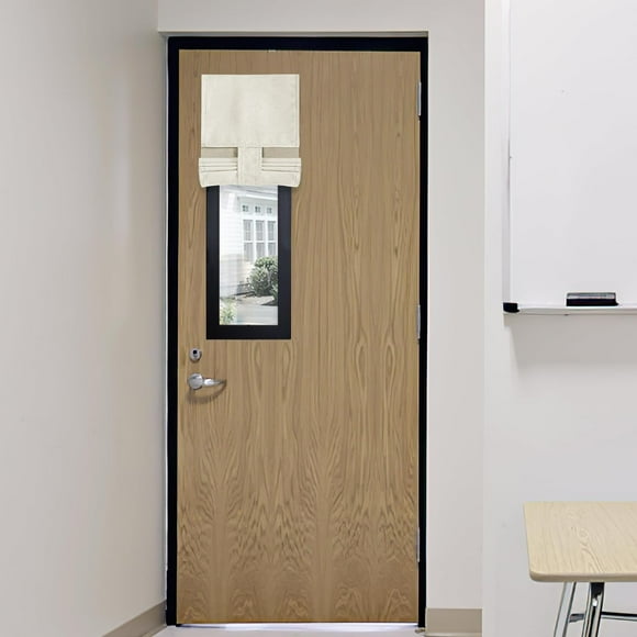 TRAHOO-Classroom Door Window Cover, 100% Blackout Shades for Classroom Windows and Doors Cover Lockdown Shades Blocks Views, W 8 x L 36 inch, Ivory, 1 Panel