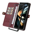 thumbnail image 2 of Dteck Wallet Case for Galaxy Z Fold 3 5G, Shockproof Magnetic Retro Credit Card Holder Flip Folio PU Leather Stand Protective Cover,Winered, 2 of 7