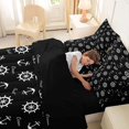 thumbnail image 4 of spefrowx Simple Silhouette Ship Wheel Queen Bedding for Kids, Anchor Sail Lettering Bedding Comforter Set Queen, Black Reversible, 7-Piece, 4 of 6