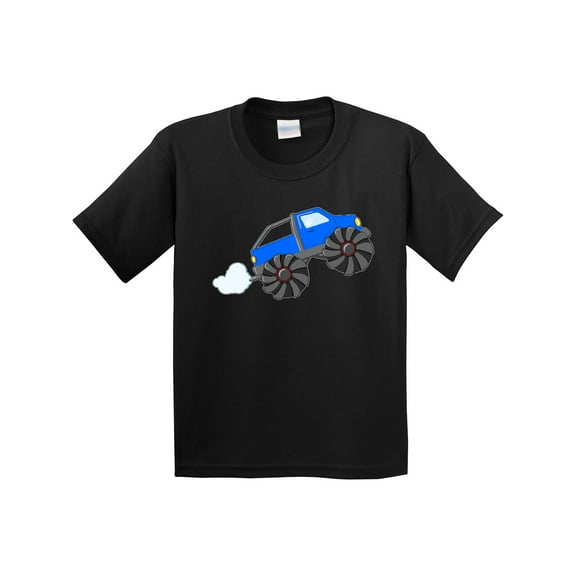 Inktastic Blue Monster Truck Action Youth T-Shirt