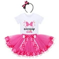 thumbnail image 2 of IBTOM CASTLE Toddler Girls Birthday Outfit Polka Dots Tops Tutu Skirt Mouse Ears Headband for Cake Smash Photo Shoot 3 Years Hot Pink - Bowknot, 2 of 8