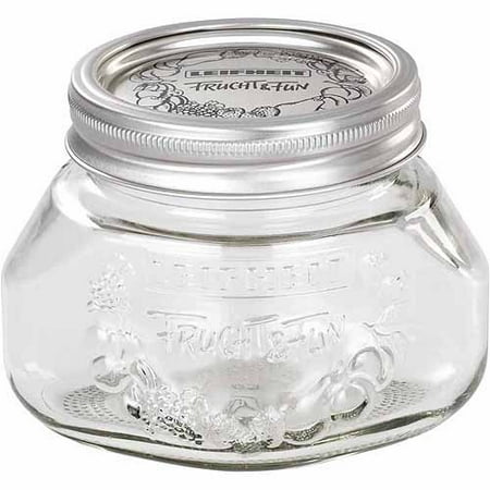Leifheit Small 17 oz Glass Wide-Mouth Mason Jar for Canning, Set of 6,