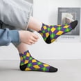 thumbnail image 2 of Rateoe Mardi Gras Pattern Quarter Crew Socks,Toe Seamed Ankle Socks,Cotton Cushioned Breathable Athletic Crew Sports Socks, 2 of 7
