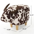 thumbnail image 4 of Brown and White Cow Print Velvet Ottoman Footstool, Modern Animal Shaped Accent Stool for Living Room, Bedroom, Porch, Garden Decor, 4 of 8