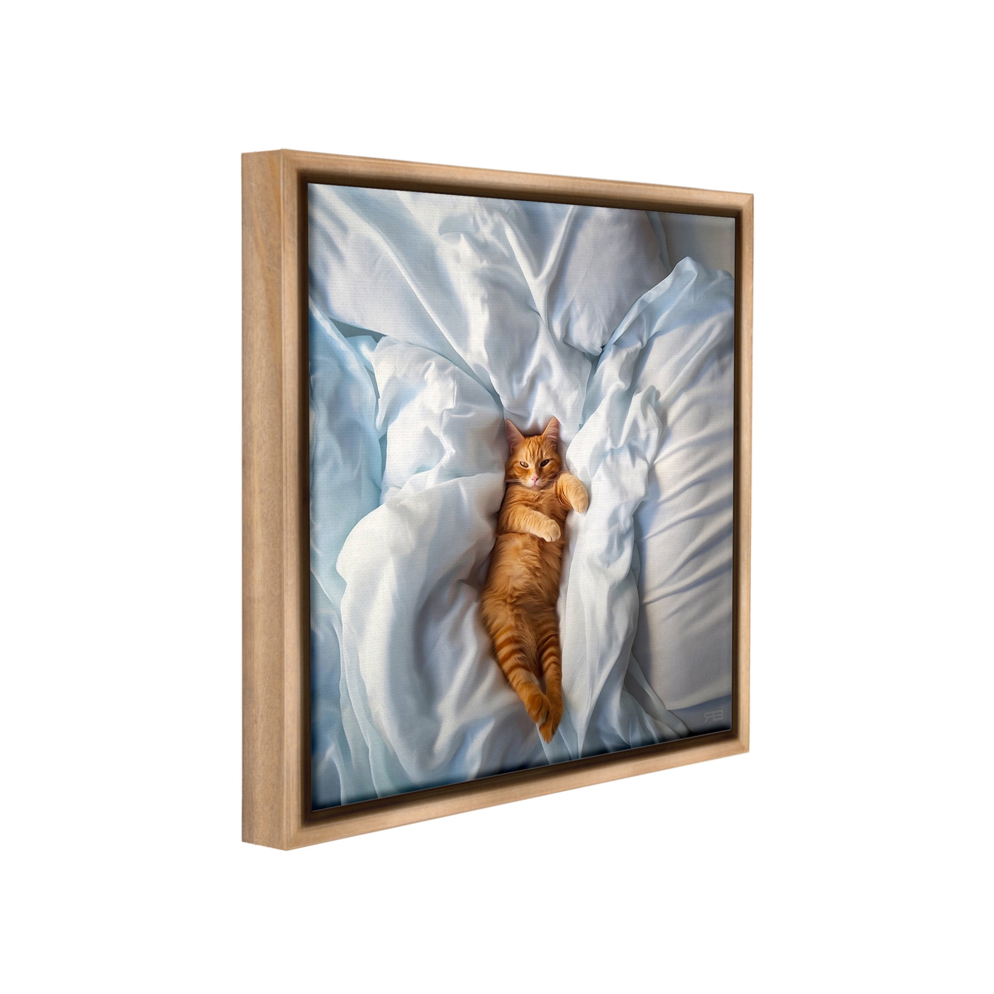 Stupell Industries Sprawled Orange Cat Animals & Insects Painting Brown Floater Framed Canvas Art Print Wall Art, 25 x 25