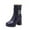 Dark Blue, variant on Women's Boots Thick-Soled Square Toe Mid Calf Boots Women's Fashion Casual Versatile Comfortable Booties Fall Winter Warm Shoes Red 6
