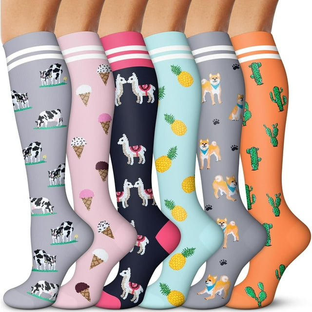 3/6 Paires de Bas de Compression pour Femmes et Hommes 15-20 mmHg - Meilleur Soutien pour Infirmières, Course, Randonnée, Récupération et Bas de Vol