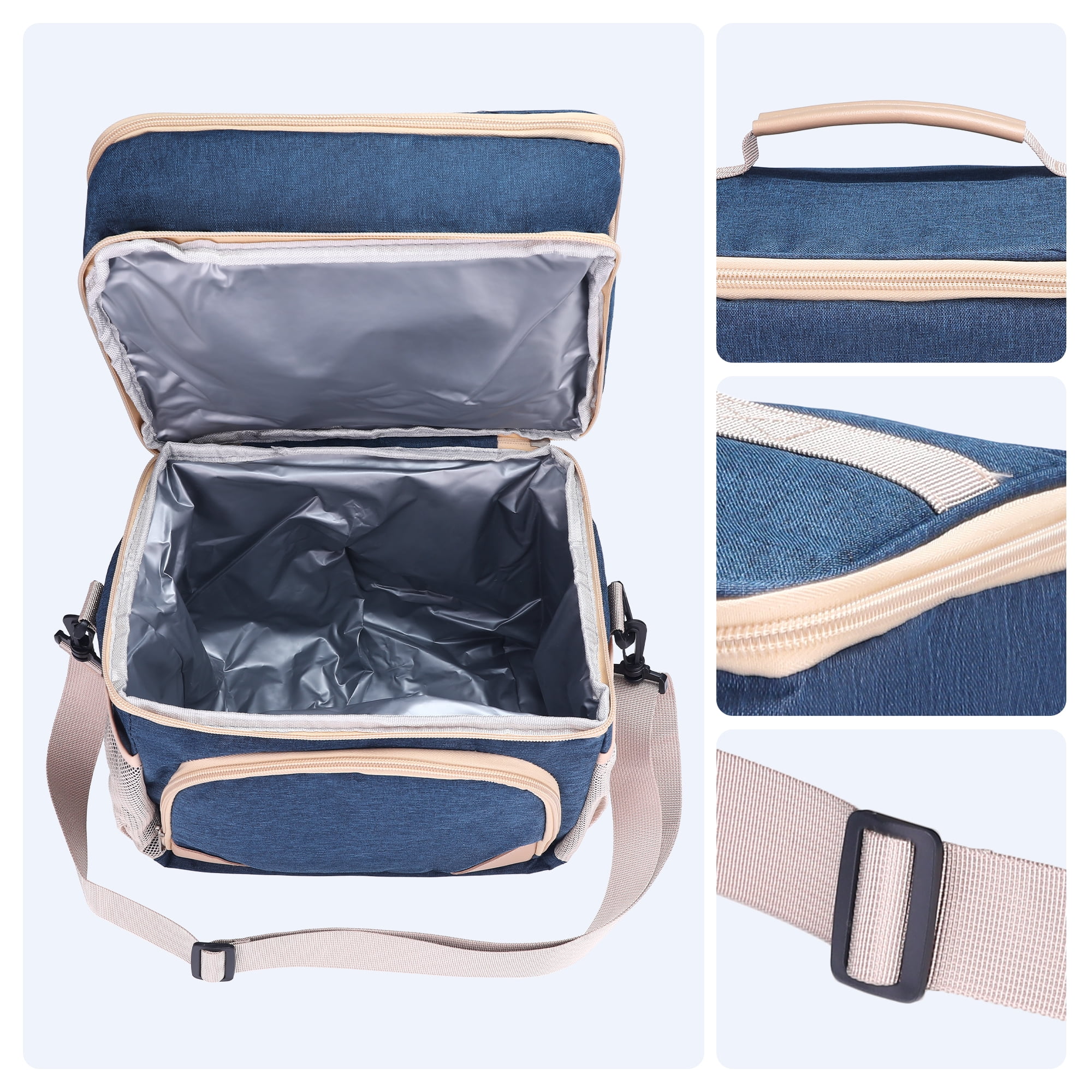 Unique Bargains Reusable Lunch Bag Insulated Lunch Bag Leakproof Lunch Box Navy Blue