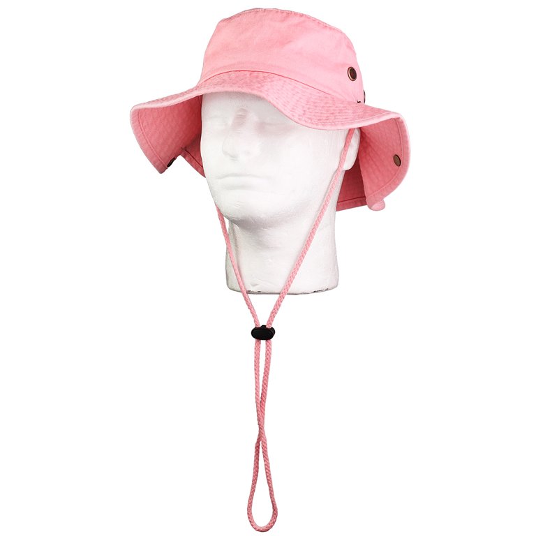 Falari Wide Brim Hiking Fishing Safari Boonie Bucket Hats 100% Cotton UV Sun Protection for Men Women Outdoor Activities S/M Pink, adult Unisex, Size