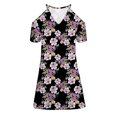 thumbnail image 4 of Women's Casual Dresses A Line Swing Cold Shoulder Short Sleeves Summer Beach Mini Dress Floral V Neck Sundresses, 4 of 5