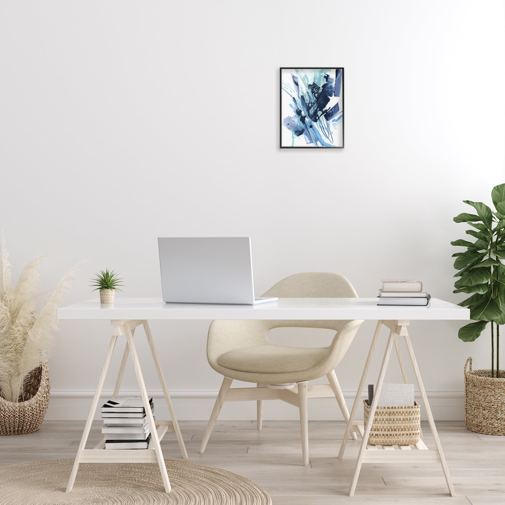 Stupell Industries Restless Blue Splash Abstract Painting Black Framed Art Print Wall Art, 11 x 14