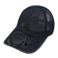 thumbnail image 1 of Gorra con ventilador solar transpirable y recargable con energía solar para playa, deportes y compras. Azul marino, 1 of 8