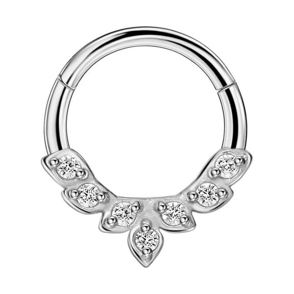 Surgical Steel Septum Ring 16g 8mm Septum Jewelry 16 Gauge 8mm Septum Clicker Cubic Zirconia CZ Cluster Clicker 5/16" Septum Piercing Jewelry