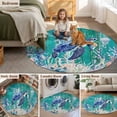 thumbnail image 5 of Ocean Turtle Round Area Rug 3Ft Washable Small Circle Rugs for Kitchen Entryway, Coastal Seahorse Jellyfish Coral Wood Green Non-Slip Carpet Floor Mats Indoor Outdoor Carpet Runner Home Decor, 5 of 8