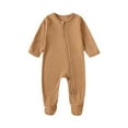 thumbnail image 2 of fnnxnal Baby Footie Onesie 9 Months Newborn, 100% Cotton Coffee - Two-Way Zipper, Footed, Easy Diaper Change, Safe Hypoallergenic, 2 of 9